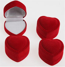 10Pcs Romantic Elegant Simplicity Durable Lid Open Red Heart Shape Ring Boxes Velvet   Flock Gift Boxes Jewelry Supplies SM6