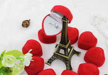 10Pcs Romantic Elegant Simplicity Durable Lid Open Red Heart Shape Ring Boxes Velvet   Flock Gift Boxes Jewelry Supplies SM6