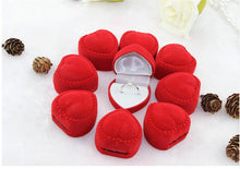 10Pcs Romantic Elegant Simplicity Durable Lid Open Red Heart Shape Ring Boxes Velvet   Flock Gift Boxes Jewelry Supplies SM6