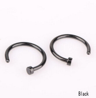 10pcs 5 Colors Nose Hoop Nose Rings Stainless Steel Body Piercing Jewelry Body Jewelry Drop Shipping SM6