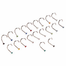 10Pcs Mix Colors Rhinestone Hook Bone Bar Pin Piercing Jewelry Nose Studs Rings SM6