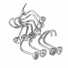 10Pcs Mix Colors Rhinestone Hook Bone Bar Pin Piercing Jewelry Nose Studs Rings SM6