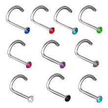 10Pcs Mix Colors Rhinestone Hook Bone Bar Pin Piercing Jewelry Nose Studs Rings SM6