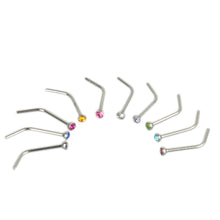 10Pcs Rhinestone Stainless Steel Screw Nose Hoop Ring Stud Body Piercing Pretty SM6