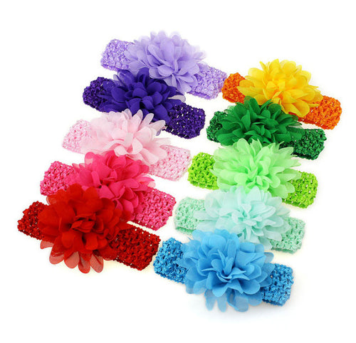 10pcs Chiffon Flower Headband Chiifon Tiara Girl Hair Accessories Summer Hair Decorations Bandeau Cheveux Femme#121 SM6