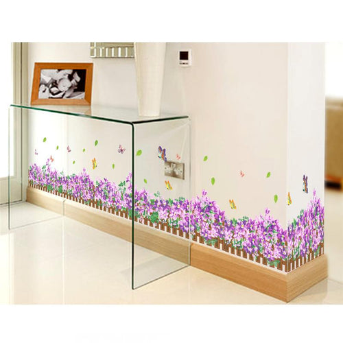 113*36cm Fantastic flowers butterfly baseboard wall decals home decorative stickers wedding party living bedroom mural art 050. SM6