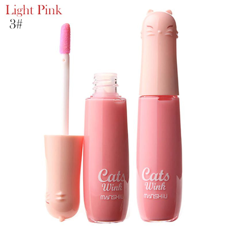 12 Colors Women's Charm Make Up Lip Gloss Cartoon Cat Lid Liquid Lip Tint Cosmetics SM6