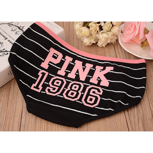 12 Style Sexy Underwear Women Panties Cotton Stripe Mid Rise Panties Cute Letter Pink Print Girl Casual Underwear PY3 SM6
