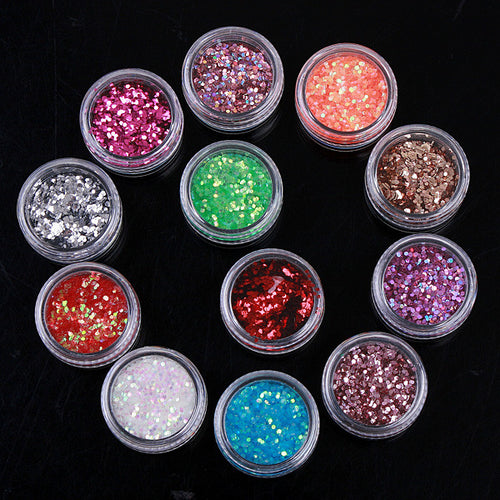 12Colors Nail Art Paillette Tip Decoration 2MM Nail Art Decoration Sticker SM6