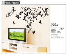 145*92CM Classical black flower vine home decoration wall decal ZY9106 decorative adesivo de parede removable pvc wall sticker SM6