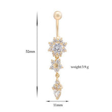 18K Gold Plated Dangle Flower AAA Crystal CZ Navel Bell Button Rings Sexy Body Piercing Navel Body Jewelry SM6