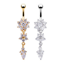 18K Gold Plated Dangle Flower AAA Crystal CZ Navel Bell Button Rings Sexy Body Piercing Navel Body Jewelry SM6
