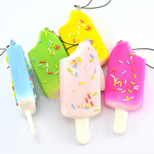 1P Squishy Bread Chocolate Sprinkles Popsicle Phone Straps Soft Scented Charms SM6