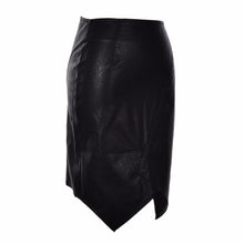 Asymmetric Short Faux Leather Skirt Black PU Leather Sheath Pencil Skirt Black Women Sexy High Waist Slim Bodycon Skirt SM6