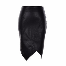 Asymmetric Short Faux Leather Skirt Black PU Leather Sheath Pencil Skirt Black Women Sexy High Waist Slim Bodycon Skirt SM6