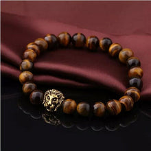 Buddha Leo Lion Head Bracelet Stone Beaded Bracelets Gold Silver For Men Women SM6