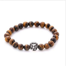 Buddha Leo Lion Head Bracelet Stone Beaded Bracelets Gold Silver For Men Women SM6