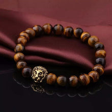Buddha Leo Lion Head Bracelet Stone Beaded Bracelets Gold Silver For Men Women SM6