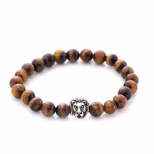 Buddha Leo Lion Head Bracelet Stone Beaded Bracelets Gold Silver For Men Women SM6