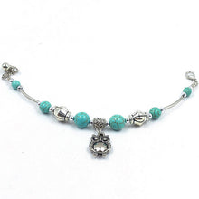 Charm Bangle Jewelry Birthday Gift Women Vintage Charm Jewelry Silver Plated Owl Turquoise Bracelets SM6
