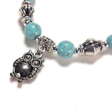 Charm Bangle Jewelry Birthday Gift Women Vintage Charm Jewelry Silver Plated Owl Turquoise Bracelets SM6