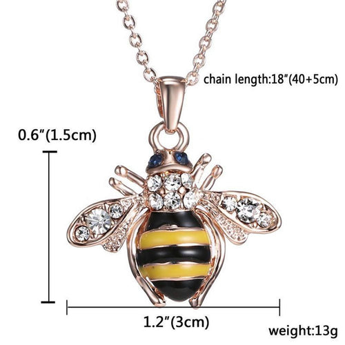 Cute Solid Little Bee Pendant Animal Necklace for Women 18K Rose Gold Plated Jewelry SM6