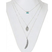 Simple turquoise Necklaces Leaf Long Pendant Necklaces 3 Layer Chain SM6