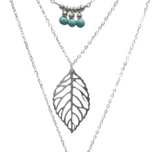 Simple turquoise Necklaces Leaf Long Pendant Necklaces 3 Layer Chain SM6