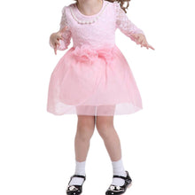 Kids Baby Girls Lace Dress Long Sleeve Princess Party Dresses Pearl Necklace 2-6 YSM6
