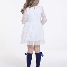 Kids Baby Girls Lace Dress Long Sleeve Princess Party Dresses Pearl Necklace 2-6 YSM6