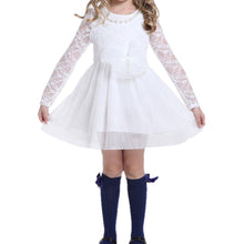 Kids Baby Girls Lace Dress Long Sleeve Princess Party Dresses Pearl Necklace 2-6 YSM6