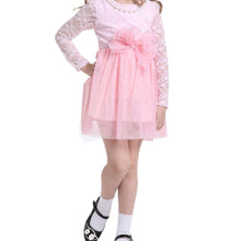 Kids Baby Girls Lace Dress Long Sleeve Princess Party Dresses Pearl Necklace 2-6 YSM6