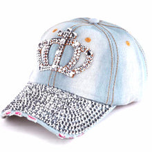 Women Hip Hop Caps Casual Rhinestone Stud Bling Crown Baseball Cap Hat Gifts SM6