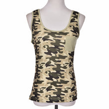 S-XXL Women Camouflage Tank Tops Lady Army Camo Sleeveless Vest Top Off Shoulder Camouflage T-Shirt Blouse with Pocket SM6