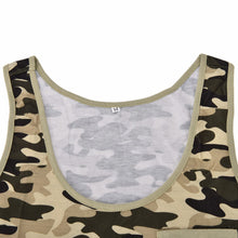 S-XXL Women Camouflage Tank Tops Lady Army Camo Sleeveless Vest Top Off Shoulder Camouflage T-Shirt Blouse with Pocket SM6