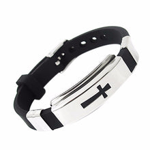 Womens Mens Cross Stainless Steel Silicone Buckle Bracelets Bangle Wristb  SM6