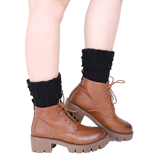 6Color Women Shell Design Crochet Knitted Boot Cuffs Toppers Knit Leg Warmers Short Liner Boot Socks Gifts for lady SM6