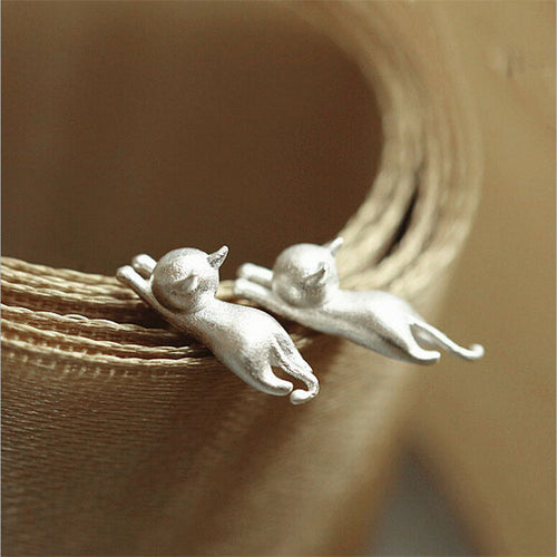 925 Sterling Silver Jewelry 925 Sterling Cat Silver Earrings For Women Statement Earrings SM6