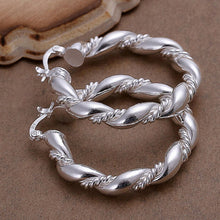 Jewelry Charm Simple Style Hoop Earrings Silver Plated Twisted Rope Women Hoop Earrings SM6