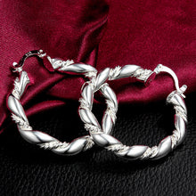 Jewelry Charm Simple Style Hoop Earrings Silver Plated Twisted Rope Women Hoop Earrings SM6