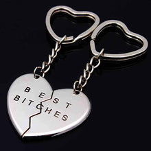 Friendship Forever Keychain Heart Pendant Pieces Broken Two Best Bitches Keyrings For Women Jewelry Gold Silver Colors SM6