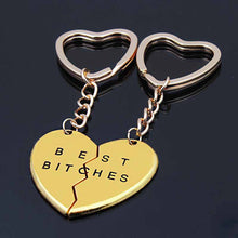 Friendship Forever Keychain Heart Pendant Pieces Broken Two Best Bitches Keyrings For Women Jewelry Gold Silver Colors SM6
