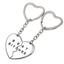 Friendship Forever Keychain Heart Pendant Pieces Broken Two Best Bitches Keyrings For Women Jewelry Gold Silver Colors SM6