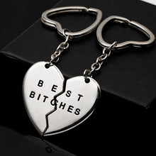 Friendship Forever Keychain Heart Pendant Pieces Broken Two Best Bitches Keyrings For Women Jewelry Gold Silver Colors SM6