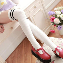 1Pair Leg Warmers Women Stripe Winter Over Knee Leg Warme Soft Knitting Crochet Sock #3530 SM6