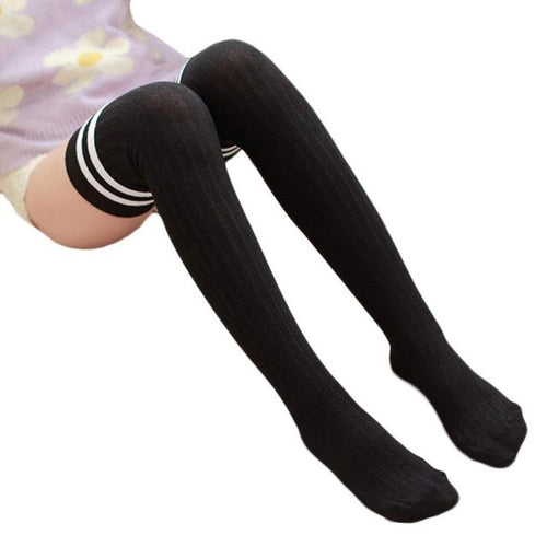 1Pair Leg Warmers Women Stripe Winter Over Knee Leg Warme Soft Knitting Crochet Sock #3530 SM6