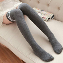 1Pair Leg Warmers Women Stripe Winter Over Knee Leg Warme Soft Knitting Crochet Sock #3530 SM6