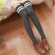 1Pair Leg Warmers Women Stripe Winter Over Knee Leg Warme Soft Knitting Crochet Sock #3530 SM6