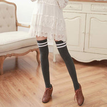 1Pair Leg Warmers Women Stripe Winter Over Knee Leg Warme Soft Knitting Crochet Sock #3530 SM6