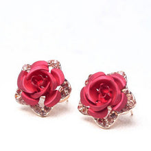 Stud Earring Classic 18K Gold Plated Rose Flower Earring For Women Girls Brincos Jewelry SM6